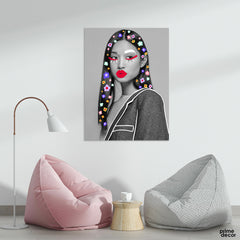 Woman Posing with Pop Art (Single Panel) Fashion Wall Art - Prime Décor