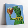 Kermit Sipping on a Tea Digital Painting (Single Panel) Square Wall Art