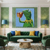 Kermit Sipping on a Tea Digital Painting (Single Panel) Square Wall Art