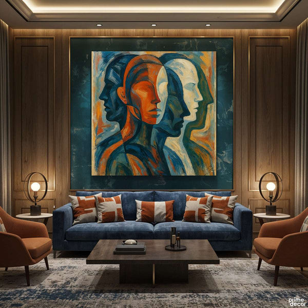 Man with Multiple Personalities Digital Painting (Single Panel) Square Wall Art