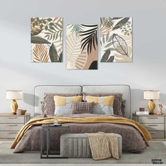 Hand Drawn Leaves Artwork (3 Panel) Abstract Wall Art - Prime Décor