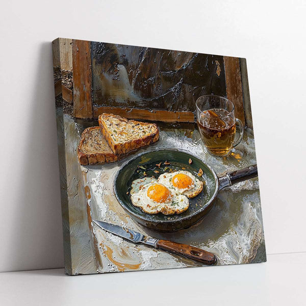 Sunny-Side Up Breakfast Digital Painting (Single Panel) Square Wall Art