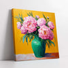 Vibrant Peonies in a Green Vase Digital Painting (Single Panel) Square Wall Art