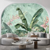 Exotic Dark Green Leaves Over Light Background | Floral Wallpaper Mural