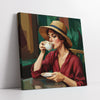 Afternoon Tea in the Garden Digital Painting (Single Panel) Square Wall Art