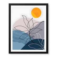 Black & White Floral Design With Moon Over Colorful Background | Abstract Floral Artwork #00297 - Prime Décor