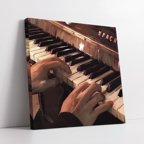 Playing the Keys Digital Painting (Single Panel) Square Wall Art