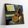 Still Life with Piano and Guitar Digital Painting (Single Panel) Square Wall Art