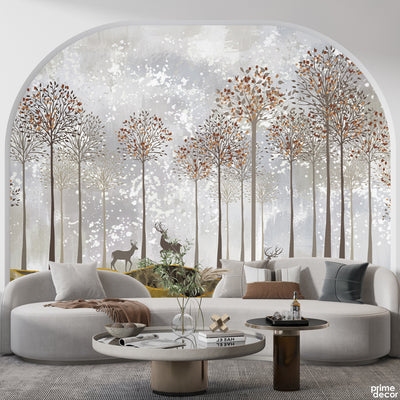 Beautiful Forest View In A Snowy Weather | Nature Wallpaper Mural