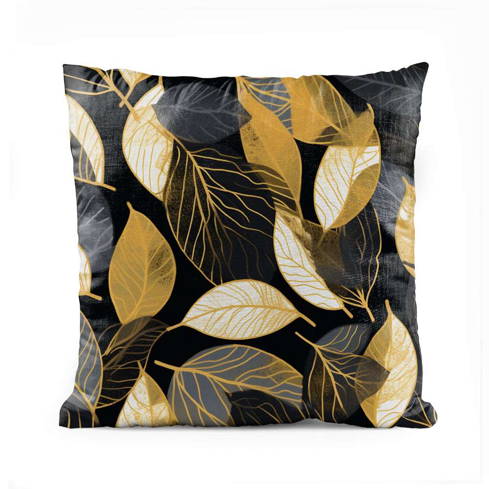 Black & Gold Seamless Leaves | Abstract Cushion #029 - Prime Décor