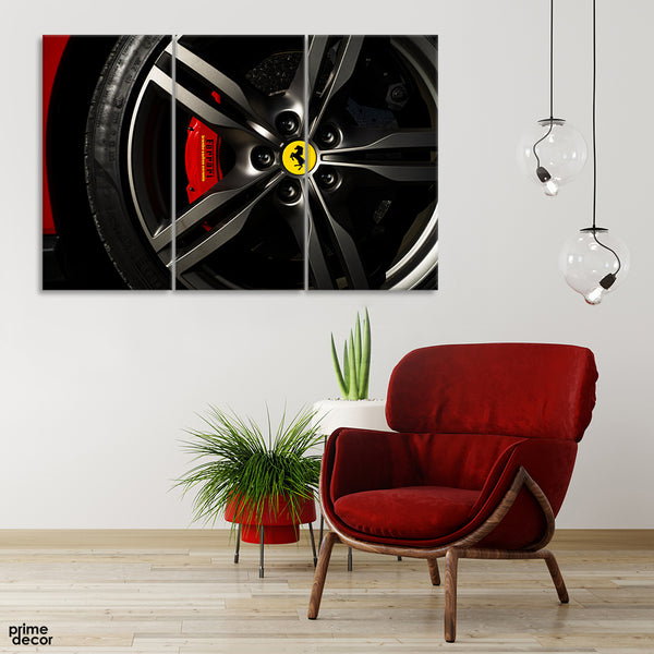 Ferrari Tyre Abstract Design (3 Panel) Car Wall Art