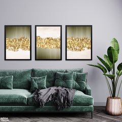 Gilded Sage Green & Gold Foil Abstract (3 Panel) Abstract Wall Art