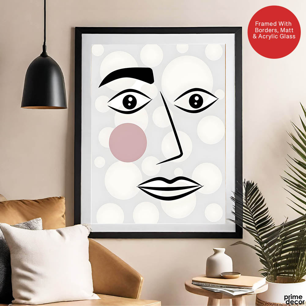 Black & White Linear Face Design | Abstract Fashion Artwork #0029 - Prime Décor