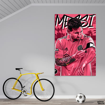 Abstract Lionel Messi Artwork With Pink Shade | Sports Poster Wall Art