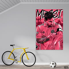 Abstract Lionel Messi Artwork With Pink Shade | Sports Poster Wall Art
