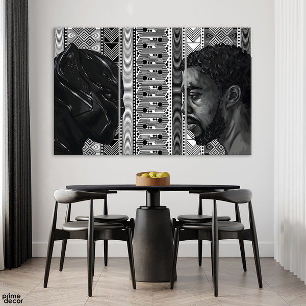 T'Challa x Black Panther (3 Panel) Movies Wall Art