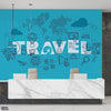 Pencil Artwork Of World Travel With Typography | Travel Wallpaper Mural