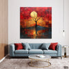 Abstract Beautiful Artwork Of Moon Behind The Tree (Single Panel) Nature Square Wall Art