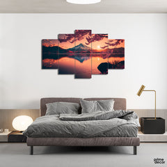 Purple Branches & Glacier (5 Panel) Digital Painting Wall Art - Prime Décor