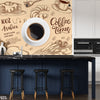 Arabica Coffee Time Typography With Beige Artwork | Cafe Wallpaper Mural