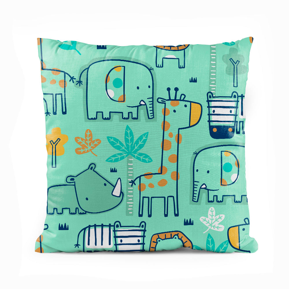 Kids Wildlife Seamless Pattern | Nursery Cushion #301 - Prime Décor