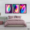 Rainbow Feathers Neon Colors (3 Panel) Feathers Wall Art
