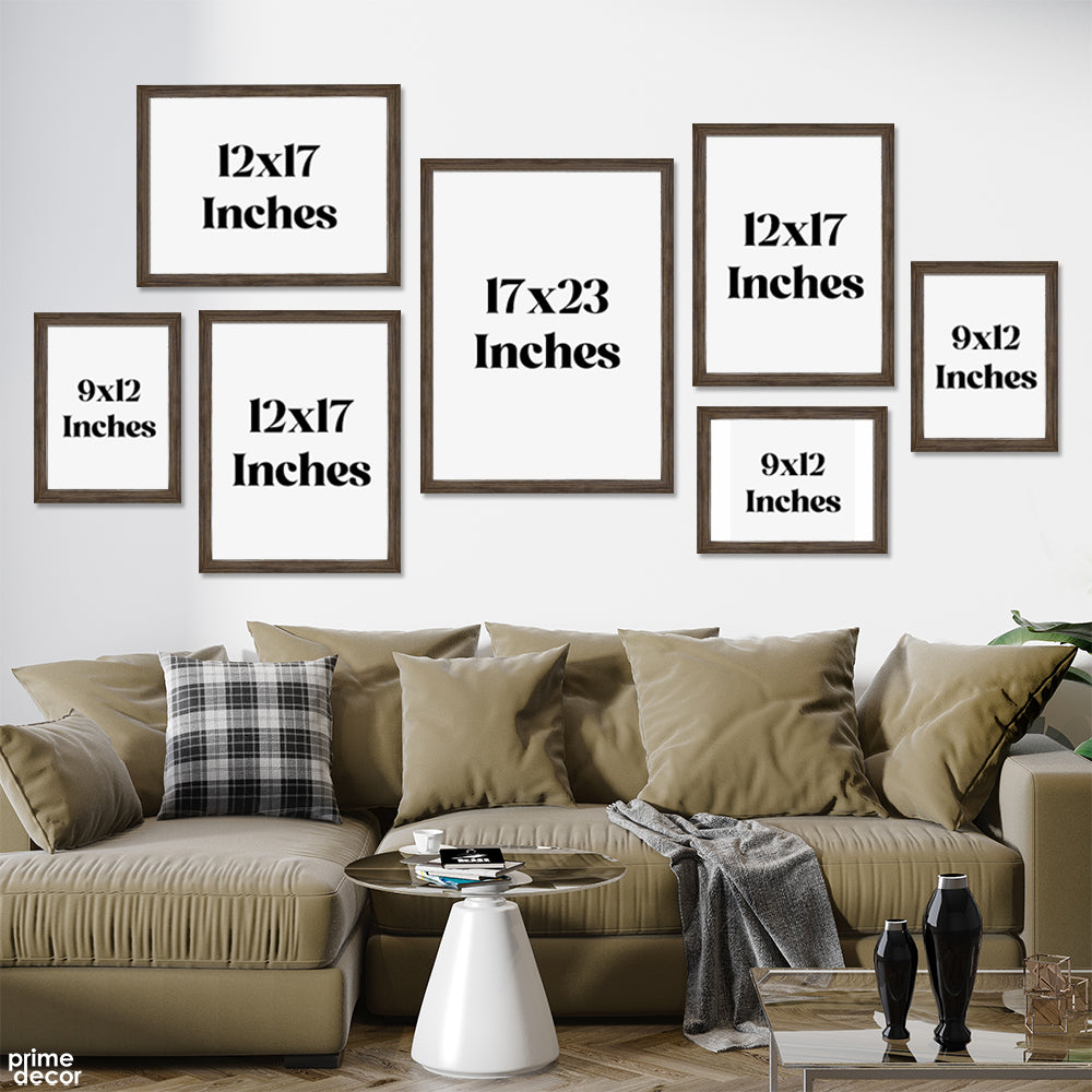 Shukr & Gratitude With Beige And Black Abstract Shapes (7 Panel) Islamic Wall Art - Prime Décor