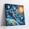 Astronaut in a Swirling Cosmos Digital Painting (Single Panel) Square Wall Art