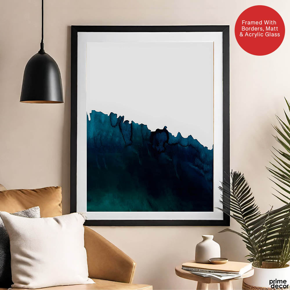 Ocean Blue Color Splashed Over White Background | Abstract Office Artwork #00303 - Prime Décor