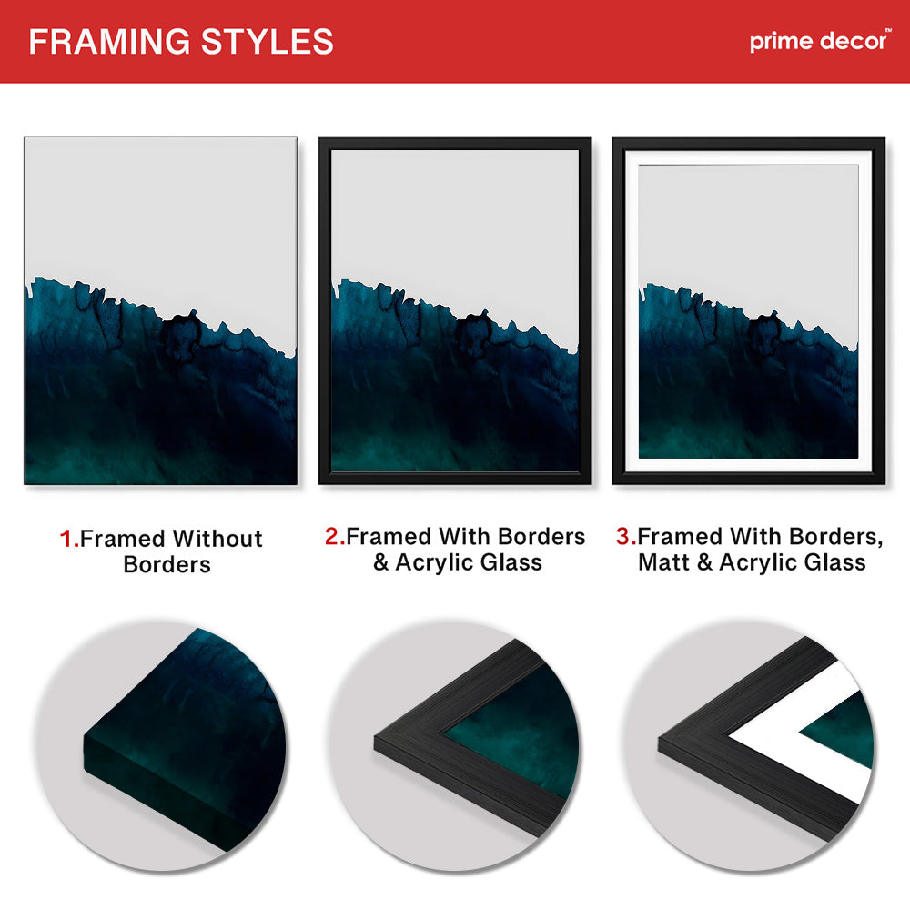 Ocean Blue Color Splashed Over White Background | Abstract Office Artwork #00303 - Prime Décor