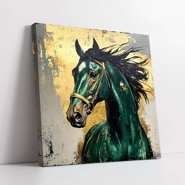 The Horse with a Golden Mane Digital Painting (Single Panel) Square Wall Art