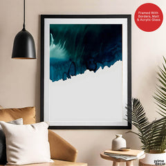 Ocean Blue Color Splashed Over White Background | Abstract Office Artwork #00304 - Prime Décor