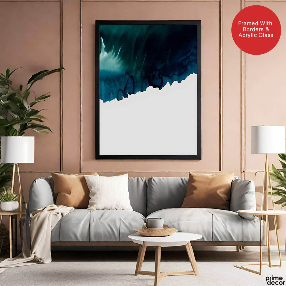 Ocean Blue Color Splashed Over White Background | Abstract Office Artwork #00304 - Prime Décor