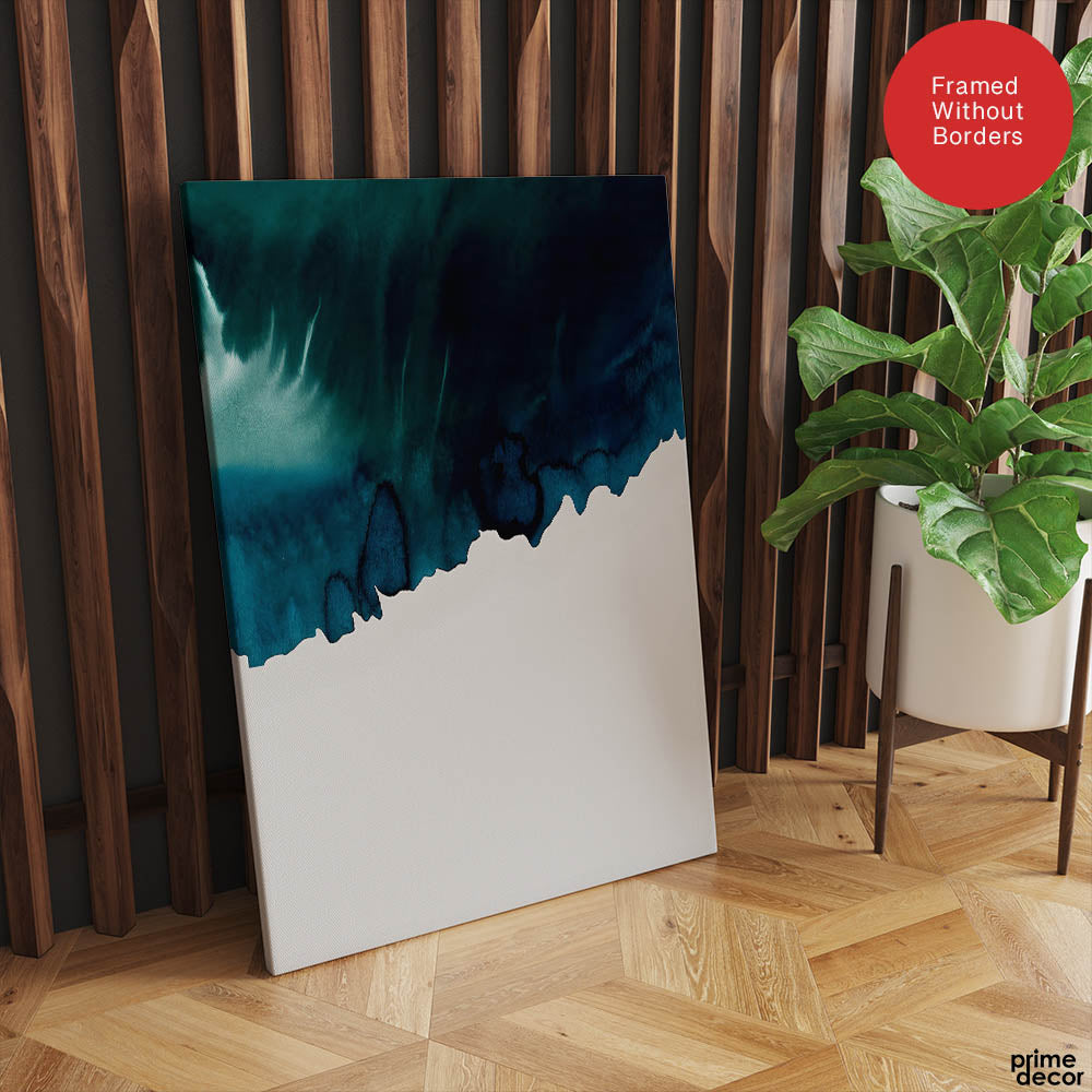 Ocean Blue Color Splashed Over White Background | Abstract Office Artwork #00304 - Prime Décor