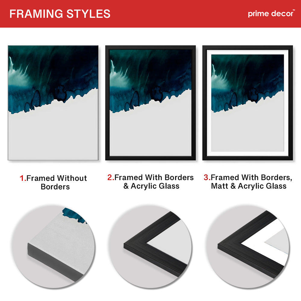 Ocean Blue Color Splashed Over White Background | Abstract Office Artwork #00304 - Prime Décor