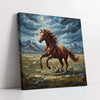 Galloping Horse in a Storm Knife Work Style Digital Painting (Single Panel) Square Wall Art
