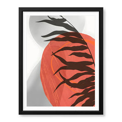 Beautiful Tropical Leaves Over Orange & Grey Background | Abstract Floral Artwork #00307 - Prime Décor