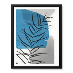 Beautiful Tropical Leaves Over Blue & Grey Background | Abstract Floral Artwork #00308 - Prime Décor