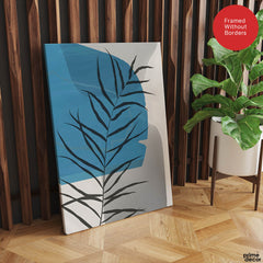 Beautiful Tropical Leaves Over Blue & Grey Background | Abstract Floral Artwork #00308 - Prime Décor