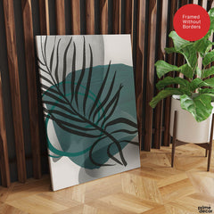 Beautiful Tropical Leaves Over Green & Grey Background | Abstract Floral Artwork #00309 - Prime Décor
