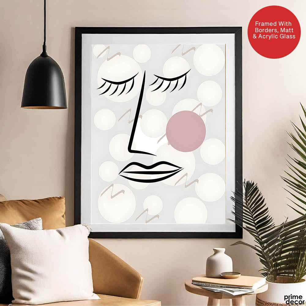 Black & White Linear Face Design | Abstract Fashion Artwork #0030 - Prime Décor