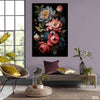 Abstract Beautiful Multicolor Flowers Over Black Background (Single Panel) Floral Wall Art
