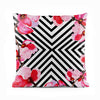 Black & White Floral Striped Pattern | Abstract Cushion #310