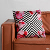 Black & White Floral Striped Pattern | Abstract Cushion #310