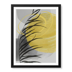 Beautiful Tropical Leaves Over Yellow & Grey Background | Abstract Floral Artwork #00310 - Prime Décor