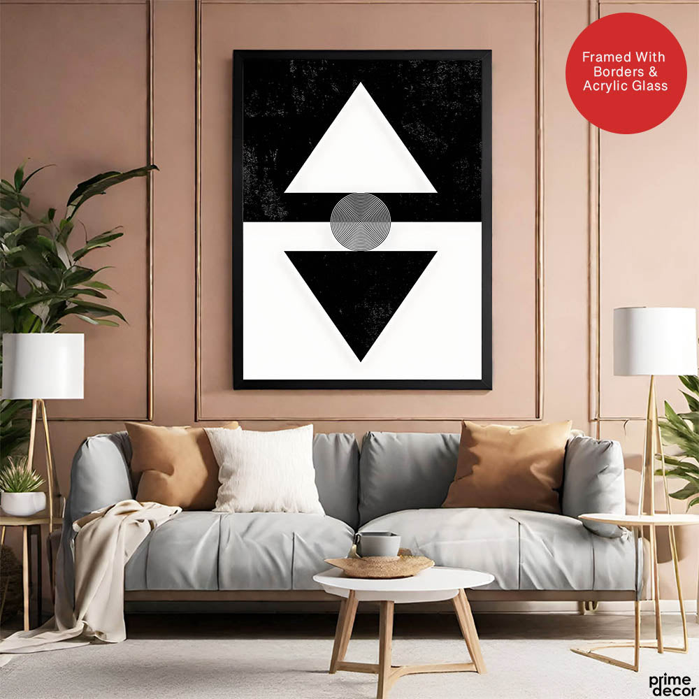 Black & White Abstract Geometric Shape Designs | Abstract Office Artwork #00314 - Prime Décor