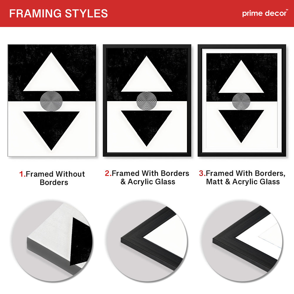 Black & White Abstract Geometric Shape Designs | Abstract Office Artwork #00314 - Prime Décor