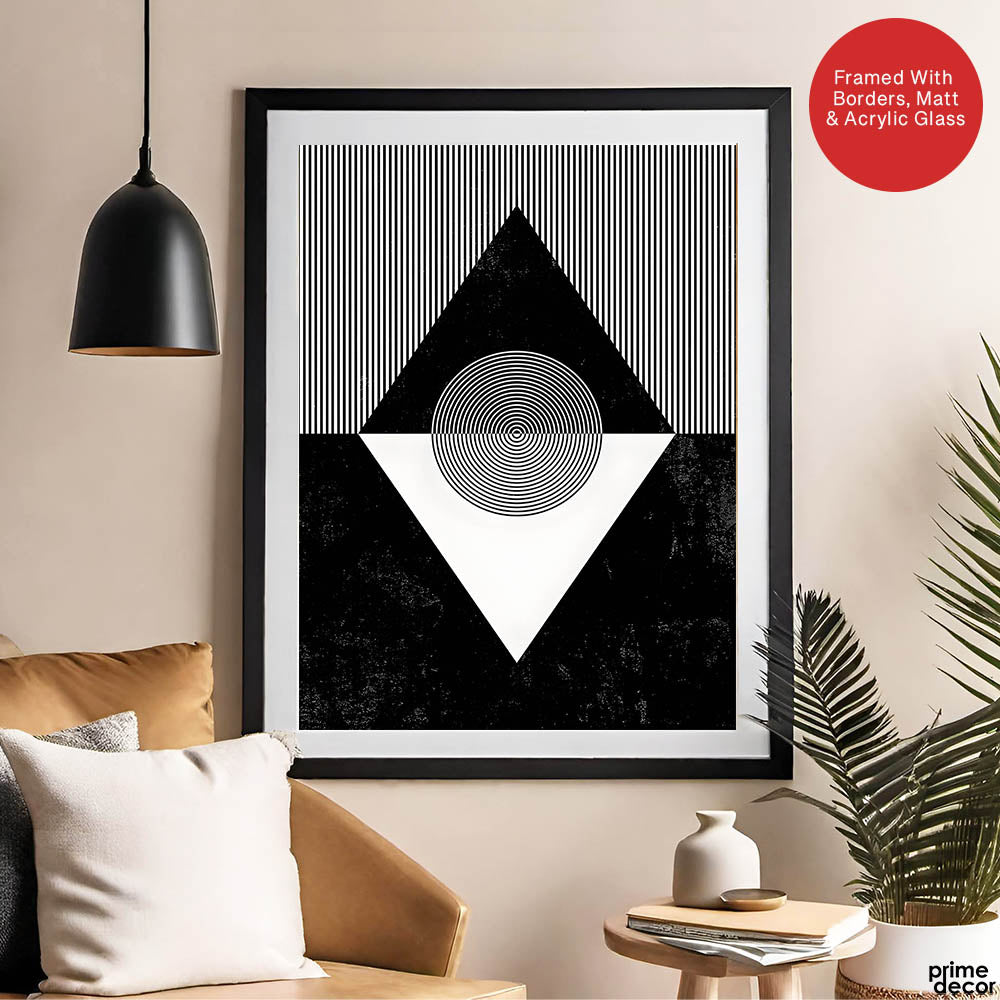 Black & White Abstract Geometric Shape Designs | Abstract Office Artwork #00315 - Prime Décor