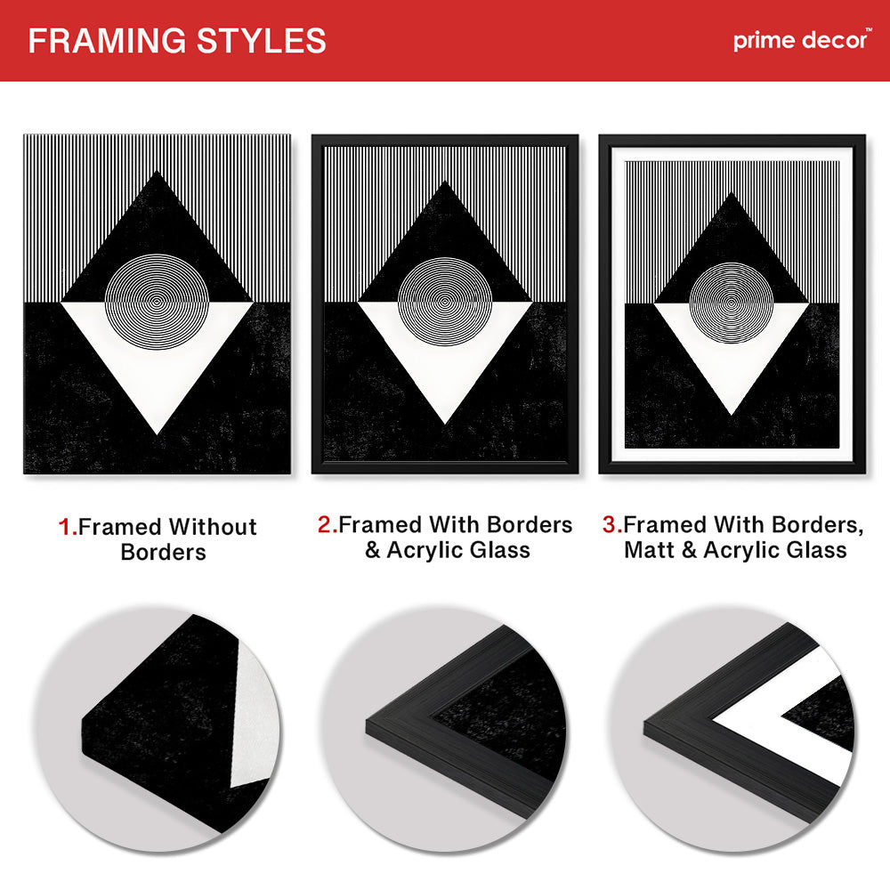 Black & White Abstract Geometric Shape Designs | Abstract Office Artwork #00315 - Prime Décor