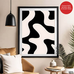 Black & White Abstract Design Over Beige Background | Abstract Office Artwork #00316 - Prime Décor